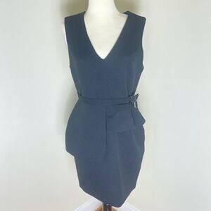 Pure Navy Black V Neck Dress